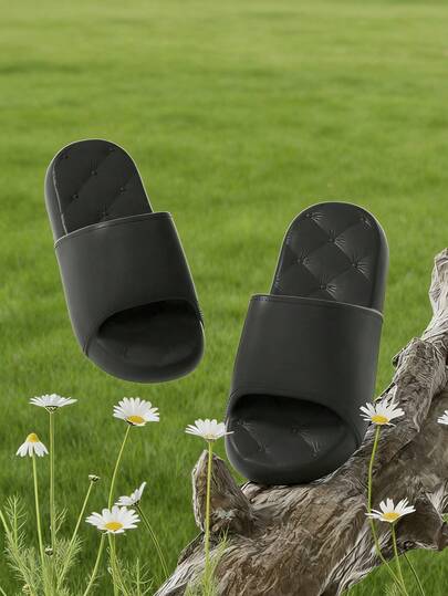 1 Pair Teenagers' EVA Solid Color Thick Sole Soft Slip-On Design Flat Casual Sandals, Suitable For Spring/Summer