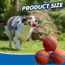 1pc Elastic Dog Ball - Cleans Teeth, Waterproof, Suitable For Training & Play, Bright Orange & Blue - For Medium Dogs - Orange - View 7