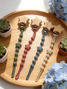 婴儿硅胶奶嘴链，五芒星造型防丢链，硅胶材质 - 彩色 - 查看 3