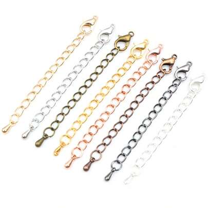 10pcs 50/70mm Length Extended Extension Tail Chains With Lobster Clasps Connector For Necklace Bracelet DIY Jewelry Making Findings Accessories