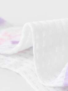 5 Pairs Girls' Breathable Thin Mesh Socks, Cute Cartoon Purple Children's Socks, Spring/Summer - Multicolor - View 8