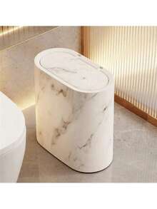 1pc Marble Pattern Corner Trash Can With Lid - Square Sealed Odor-Proof Design, Pedal-Operated Opening, Suitable For Bathroom, Hotel, Home, Homestay, Kitchen, Living Room, Plastic Trash Can, Fashion Trash Can, Suitable For Narrow Spaces, Space-Saving Design, Bathroom Trash Can, Home Decor, Bathroom Decor And Accessories, Christmas Decor - Multicolor - View 7