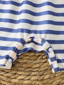 3pcs/Set Newborn Baby Round Neck Button Half Placket Casual Daily Outing Rompers - Multicolor - View 5