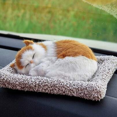1pc Unique Automotive Decor, Creative Activated Carbon Simulated Cat Figurine Car Interior Decoration