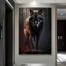 Modern Abstract Wolf In The Jungle Canvas Art Print, Frameless Wall Decor For Living Room & Bedroom, Animals Theme Poster - 222 - View 5