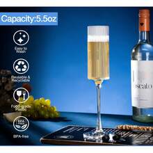 1/2/6件套亚克力香槟杯，5.5盎司（155.9克），不易碎，可重复使用 - 现代优雅，适合婚礼、派对、周年纪念、圣诞节、生日等场合。 - 彩色 - 查看 6