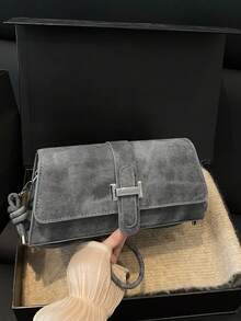 2026新款中国风法棍包，2025秋冬优雅通勤斜挎单肩腋下包 - 灰色 - 查看 10