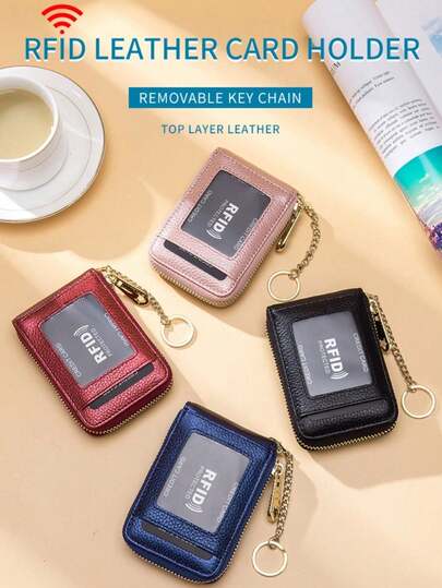 Ladies' Card Bag, Exquisite Leather, Multifunctional Men's Organ Card Bag, Bank Card Holder, Keychain, Credit Card Holder, Casual Multi Compartment Wallet, Simple Zipper Card Holder, Card Bag Wallet, Can Easily Store Commonly Used Bank Cards And ID Cards, Can Hold Coins Or A Small Amount Of Cash, Can Be Stuffed Into A Carry On Bag, Portable And Space Saving, Christmas And New Year Gifts