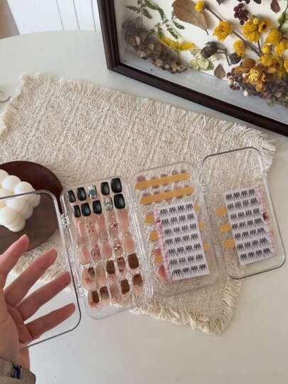 1pc Portable Nail Art Storage Box,Multi-Tier Nail Supplies Organizer,Desktop Nail Polish Storage Case