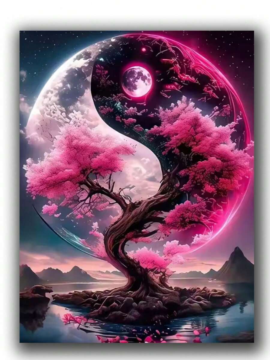 钻石马赛克树景新品DIY绘画月亮丙烯工艺材料刺绣太极手工爱好独特礼物手工礼物 - 圓鑽 - 查看 1