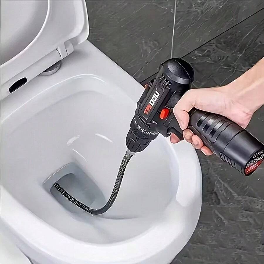 1Pc,10mm Heavy-Duty Drain Auger Hose With Drill Bit Adapter, Drain Cleaning Spring, Sewage And Toilet Drain Cleaning Tool, Flexible Pipe Blockage Remover To Clear Clogged Sewers, Shower Sinks And Pipes, Remove Hair And Debris From Kitchen And Bathroom Drains.(No Electric Drill Included)