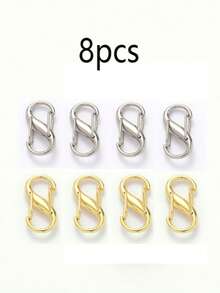 4pcs S-Shaped Spring Buckle, 8-Shaped Adjustable Chain Clasp, Metal Alloy Multi-Function Carabiner Clips - Multicolor - View 10