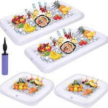 充气托盘服务吧台泳池派对自助餐饮料冷却器漂浮冰盘食品饮料容器，适合夏季派对 - 1件 - 查看 4