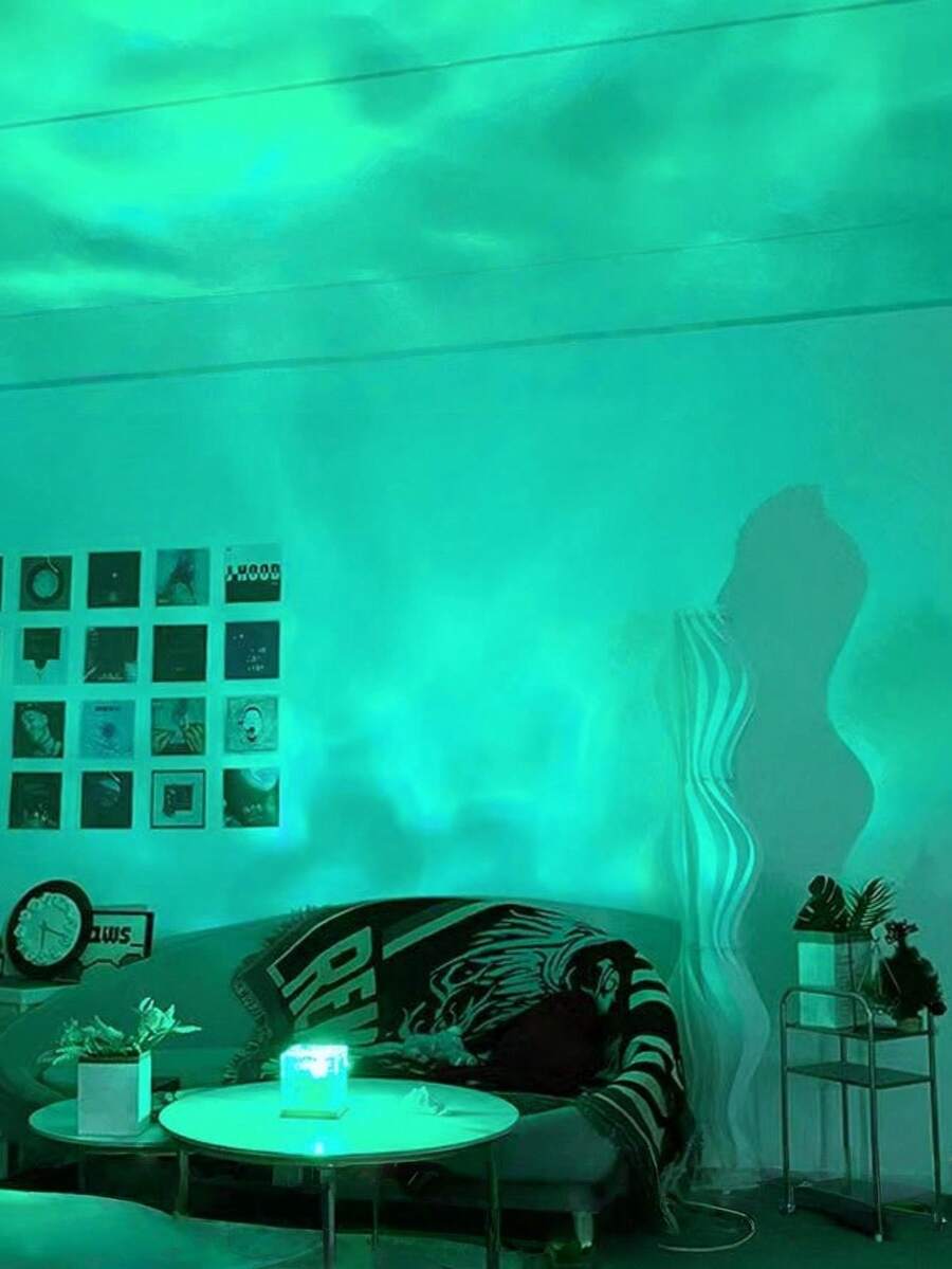 1 pièce Lampe d'ambiance à vagues d'eau et aurores boréales, 16 couleurs changeantes, contrôle tactile et à distance, crée une ambiance romantique et chaleureuse, alimentée par USB, convient pour la chambre, la salle de jeux, la décoration de fête, lampe de projection artistique - Multicolore - Voir 1