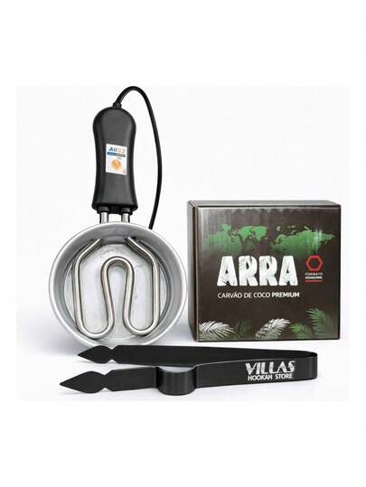 1kg Carvão Coco Arra Slim+ Panelinha 220v Média +pegador