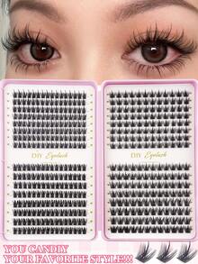 Cartoon Cluster Eyelashes Set, Natural Style, 448pcs Single Lashes Set With Eyelash Glue, Adhesive And Sealant, Delicate & Fluffy 8-16mm C Curl Cluster Lashes, Anime DIY Lash Clusters For Home Use - Nhiều màu - Xem 2