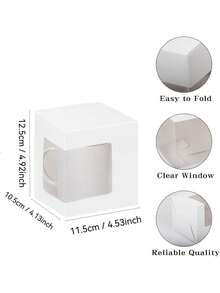 10pcs/1pcSmall White Packaging, 12OZ 15OZ Transparent Cups Wrapping With Clear View Window, Cupcake Christmas Ornament Box For Wedding - White - View 4