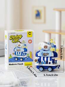 Kleines Bauklötzchen Spielzeug, baue eine süße Imbisswagen Szene, geeignet als Schreibtisch Dekoration, Bauklötze, Blockdisplay, Stressabbau, Sammlerstück Geschenk, Ostergeschenk, Geburtstagsgeschenk - Verschiedenfarbig - Übersicht 15