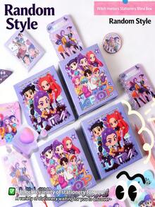 K-POP粉丝周边文具神秘礼盒套装，K-POP女团主题高级神秘礼包，内含钥匙扣、贴纸、笔记本、徽章、钢笔及其他稀有隐藏收藏品，返校季神秘礼盒粉丝礼物 - 彩色 - 查看 9