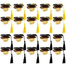 10pcs/20pcs Graduation Cap Chocolate Decorations, Suitable For Chocolate, Candy, Dessert Decoration In Graduation Party - Multicolor - View 2