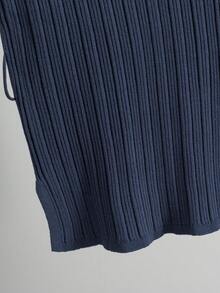 GIGOGOU 女士无袖棉质针织背心，配腰带，春夏休闲T恤 - 藍色 - 查看 10