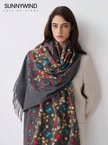 1pc Women's Polyester Paisley Pattern Versatile Scarf/Shawl - Dark Grey - View 2
