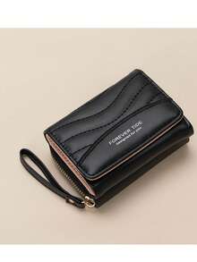 Cartera corta para mujer | Cartera de piel de PU acolchada con correa de muñeca y ranura para tarjetas para mujeres, cartera de dinero, cartera mini, cartera, cartera pequeña, cartera linda, cartera de muñeca, accesorios para maestros, bolsos lindos, muñequera - Multicolor - Ver 2