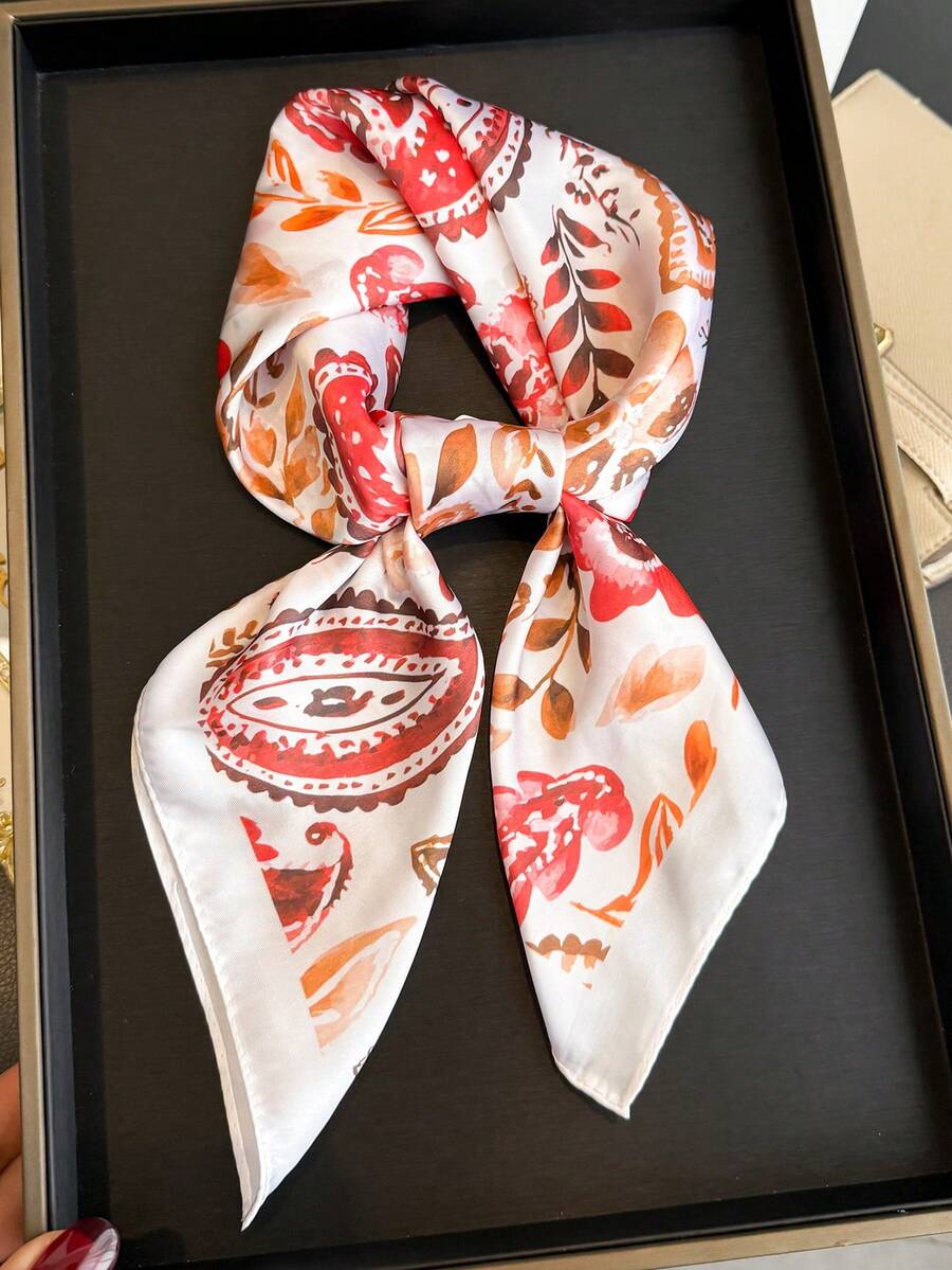 1条女士优雅复古提花印花轻盈缎面丝巾，波西米亚风休闲女士围巾/披肩，轻薄舒适，适合春夏日常穿着和外出。 - 彩色 - 查看 1