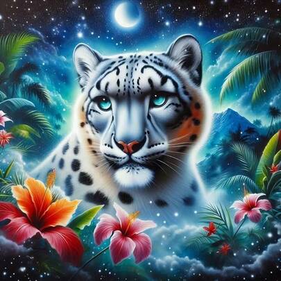 1pc [30*30cm/11.8*11.8in][40*40cm/15.7*15.7in]5D Acrylic Diamond Painting Kit, Snow Leopard Pattern, Suitable For Adult Beginners DIY Mosaic Diamond Art, Full Drill Handmade DIY Diamond Painting, Applicable For Living Room, Bedroom, Office Wall Decor Painting, A Surprise Art Home Decor Gift For Family And Friends