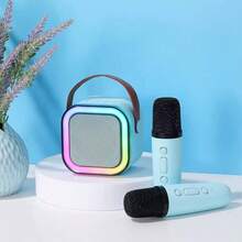 Potente Máquina de Karaoke con 2 Micrófonos: Chip de Audio Inteligente, Efectos Optimizados, Conexión Sencilla (Bluetooth/TF/USB), Diseño Portátil 2.8 Pulgadas, Luces LED Coloridas. Ideal para Fiesta Familiar. - Ver 2