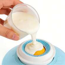 1pc Pet Cleaning Tongue Cleaner Licking Toy Ball - Cat Dog Slow Feeder Anti-Spill Self-Entertainment Toy - Rotating Slow Feeder Licking Plate (Suitable For Liquid Food) - Blue - View 5