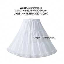 女士白色荷叶边衬裙 - 双层面料，松紧腰A字喇叭裙，适合洛丽塔、婚礼和角色扮演服装 - 白色 - 查看 3