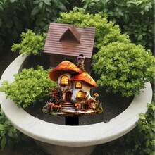 A Very Beautiful 2D Acrylic Mushroom House Garden Stake, Paired With A Perfect Flowerpot Landscape - A - View 1