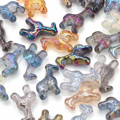 20pcs/Pack 12*16mm Center Hole Glass Giraffe Pendant, Cute Animal DIY Jewelry Accessories Suitable For Keychains, Car Decor, Phone Straps