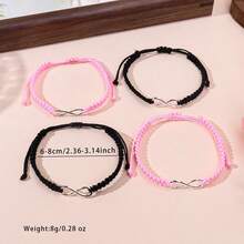 4 piezas de pulseras trenzadas de aleación con símbolo del infinito en estilo minimalista y retro, adecuadas para hombres y mujeres - Infinito de 8 caracteres - Ver 6