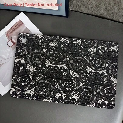1 Piece Black Lace - Pattern Protective Tablet Case - Ideal For Elegance - Seekers And Vintage - Style Lovers (Trending: Vintage Tablet Accessories) With Pen Holder Compatible With Pro (M5)/ Air (M3)/ 11"(A16)/ 10.9/10.2/ Air 5th Gen/Pro11/10th/9.7/Air 2/ (7th Gen)/ (8th Gen)/ Air 4/5/ Pro 11/ 10th
