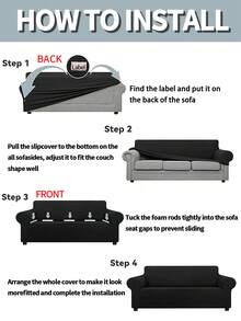 1件装四季通用提花弹力沙发套，简约现代防滑一体式沙发套，适用于L型沙发和1/2/3/4人座沙发 - 深灰色 - 查看 10