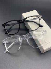 2副男女通用耳钉眼镜，透明镜片，适用于电脑阅读、游戏、电视、手机，防眼疲劳，透明镜片，万圣节护眼 - 彩色 - 查看 9