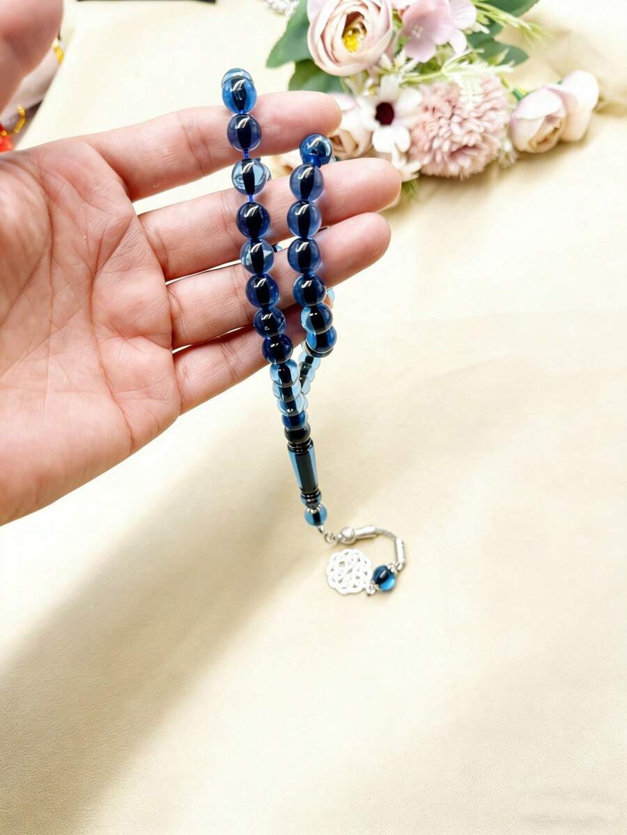 1条45颗10毫米串珠手链，日常祈祷念珠手链，斋月念珠，男女通用，适合（斋月、开斋节、宰牲节、节日礼物） - 彩色 - 查看 1