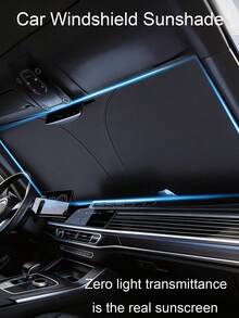 1pc 57.09in/55.12in Long Portable Silver Car Windshield Sunshade, Heat Insulating Front Windshield Cover For Car Interior Accessories, Easy To Fold And Store, Fits Most Models Including SUV And Sedan, Sun Curtain, RV Essential, RV Accessory, Car Window Cover, Car Sunshade, Car Accessory, Car Sun Visor, Ideal For Spring/Summer/Autumn Car Sunshade - Multicolor - View 2