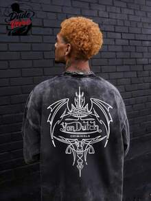This Von Duch-Themed Washed And Distressed T-Shirt Features A Unique Design. Made From 180g 100% Cotton, This Men's Short-Sleeved T-Shirt Is Soft And Skin-Friendly, Suitable For Both Men And Women. A Perfect Gift For Chinese New Year, Valentine's Day, St. Patrick's Day, And The World Cup, It Embodies Modern Aesthetics, Creating A Natural, Stylish, And Cool Y2K Style – Simple Yet Creative. This Men's Casual Sports T-Shirt Is An Essential Short-Sleeved Item For Spring And Summer. Affordable And Comfortable, It Makes A Perfect Gift For Men. Whether For Everyday Wear, Outdoor Activities, Or Street Style, It's An Ideal Choice For Sportswear. - màu đen - Xem 2