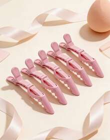 10pcs/5pcs/2pcs Professional Non-Slip Hair Clips, Long Mouth Sectioning Clips Hair Styling, Salon & Home Use Hair Accessories - Pink - 5 Pieces - View 2