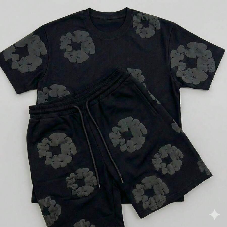 Style Kit: T-Shirt + Floral Sakura Minimalist Shorts - màu đen - Xem 1