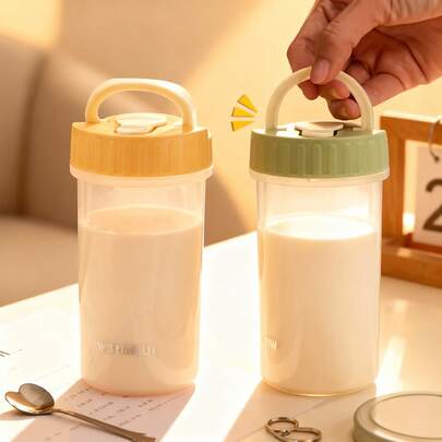 300ml Reusable Plastic Water Bottle With Handle, Portable Leak Proof Drinking Cup, Travel Sports Water Cup, Tumbler Cup, Cold And Heat-Resistant Tea, Milk, Coffee, Drink Container, Microwave Heated Soybean Milk Cups, Suitable For Student & Adult Use In School, Office, Outdoor Camping, Picni,Back To School