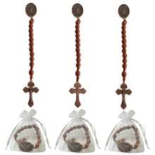 3串/10串/25串圣阿尔让奇口袋念珠，木质十字架，配欧根纱袋，手工念珠项链，天主教基督徒祈祷复活节礼物 - 彩色的 - 查看 1
