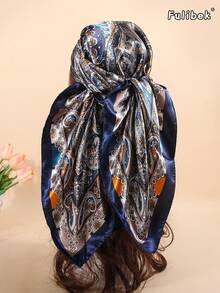1 chiếc khăn quàng cổ/khăn bandana in họa tiết dài 90cm, phụ kiện thời trang nữ phù hợp cho bãi biển, kỳ nghỉ và sinh hoạt hàng ngày, giúp làm nổi bật trang phục, vật dụng cần thiết cho kỳ nghỉ và du lịch. - Màu xanh hải quân - Xem 5