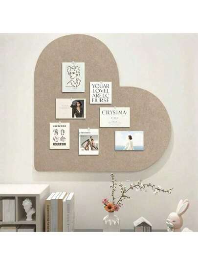 1 pieza Tablero de fieltro con forma de corazón de 50x50cm, sin necesidad de clavos, tablero de decoración multiusos, adecuado para el aula, el dormitorio, festividades como el Día de San Valentín, Navidad, Año Nuevo, regalo ideal para amigos, colegas, mayores