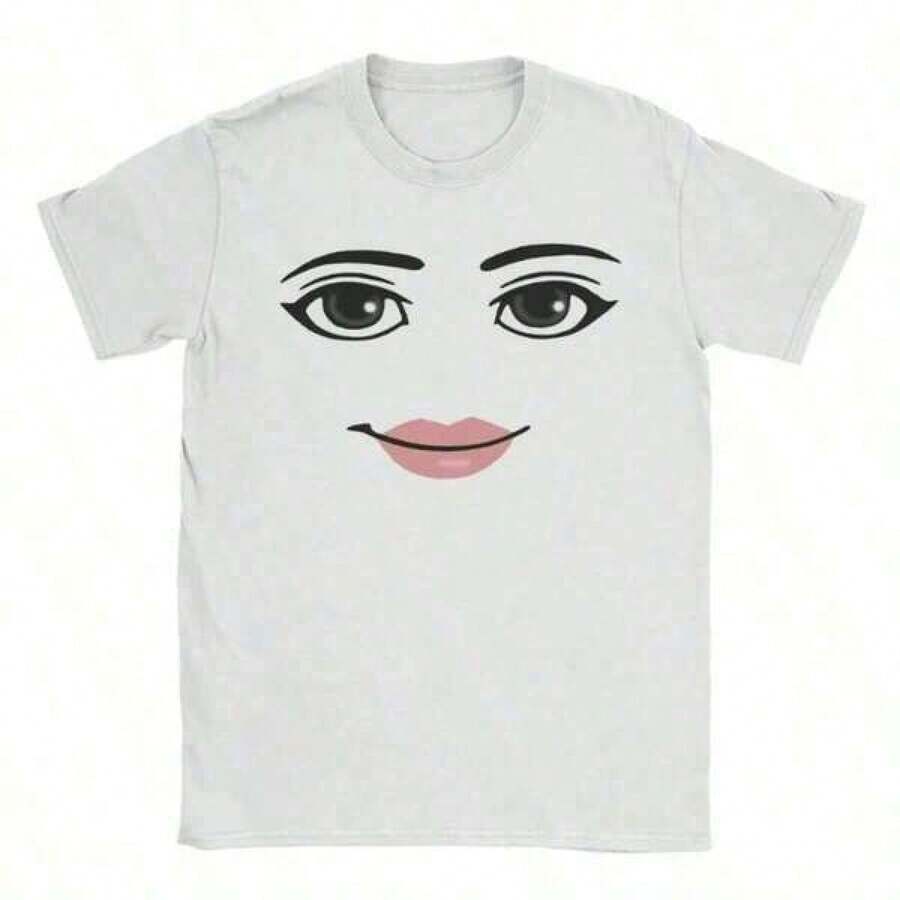 Printed T-Shirt Cotton Plus Size Men's Clothing, High Quality Novelty Robloxs Woman Face Game Meme Graphic T Shirts Men Women Fashion Short Sleeve T-Shirts Unisex Tops ,Y2K,Oversized Shirt Men S-5XL,Summer Tops - White - View 1