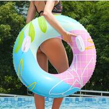 1PC Double Airbag Checkered Swimming Ring 90cm 100cm Adult PVC Inflatable Swimming Ring Children's Inflatable Swimming Ring ... - Multicolor - View 4