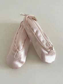 1 pieza Bolsa de cosméticos con diseño de zapatilla de ballet rosa, bolsa de almacenamiento multifuncional de gran capacidad, organizador de escritorio para artículos de papelería, maquillaje, lápiz labial, cojín, estuche de lápices de examen, regalo - Multicolor - Ver 7